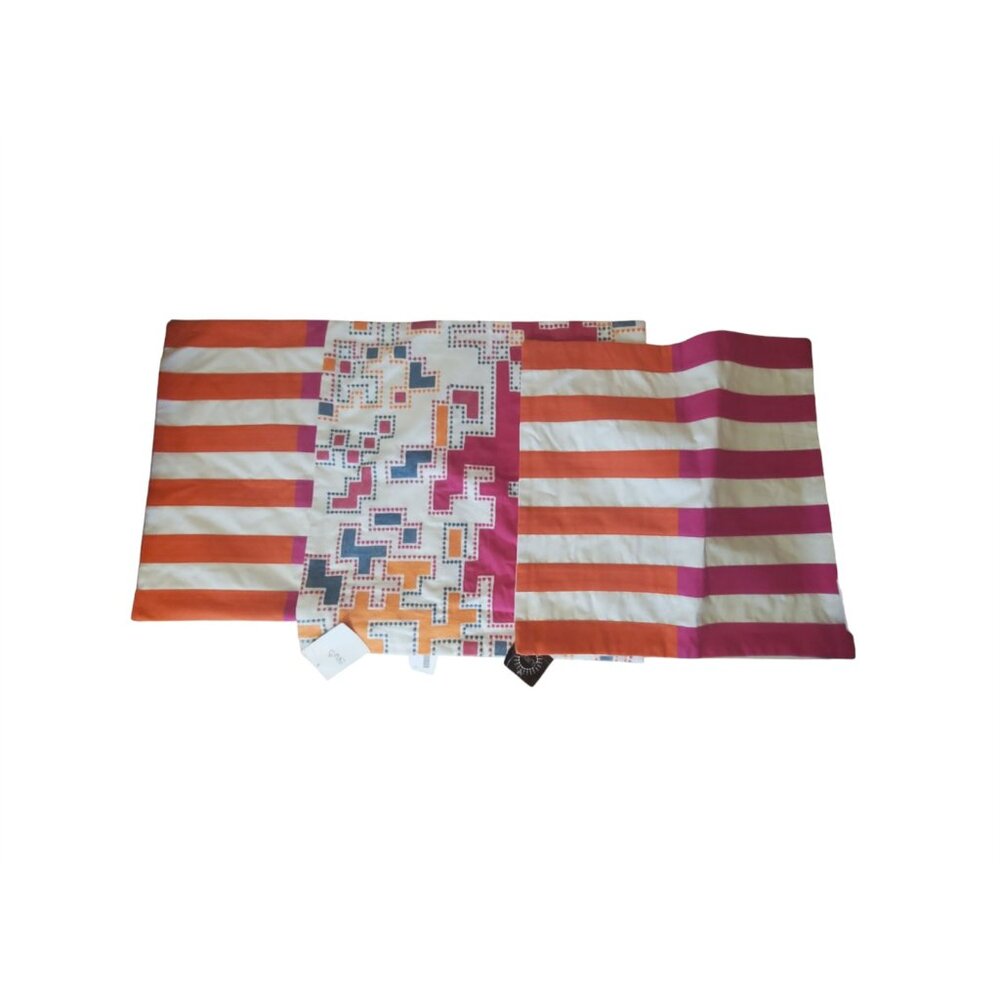 Surya Nwt (couple flaws) 3 pillow covers 19x19 ecru orange fuchsia cotton canvas